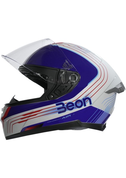 B-507 Full Face Motosiklet Kaskı FF04 Beyaz/mavi/kırmızı fiyatları