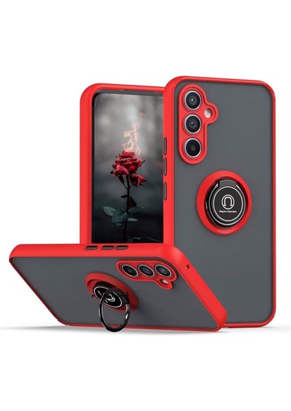 Samsung Galaxy S25 Kılıf Soft Yüzüklü Standlı Mat Yüzey Azn-Mntryuzuk