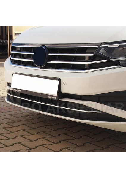 VW Passat B8 Ön Tampon Çıtası - Krom (3 Parça) | 2019 ve Sonrası, SD/SW modelleri