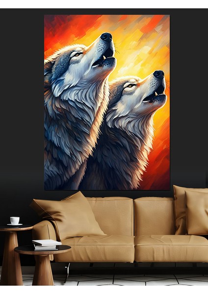 Uluyan Kurtlar Dekoratif Kanvas - Mdf Ahşap Tablo fiyatları