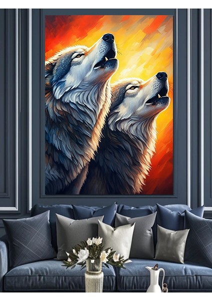 Uluyan Kurtlar Dekoratif Kanvas - Mdf Ahşap Tablo modelleri