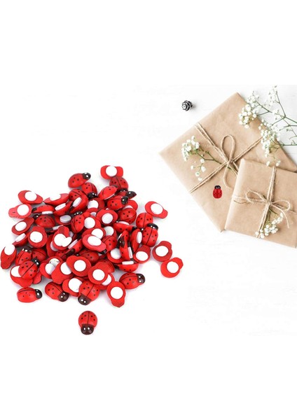 Yapışkanlı Uğur Böceği Ahşap Dekorasyon Süsleri Büyük 25'li fırsatları