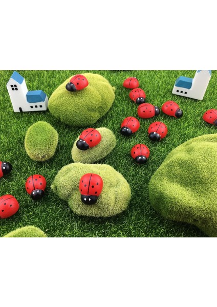 Yapışkanlı Uğur Böceği Ahşap Dekorasyon Süsleri Büyük 25'li indirimleri