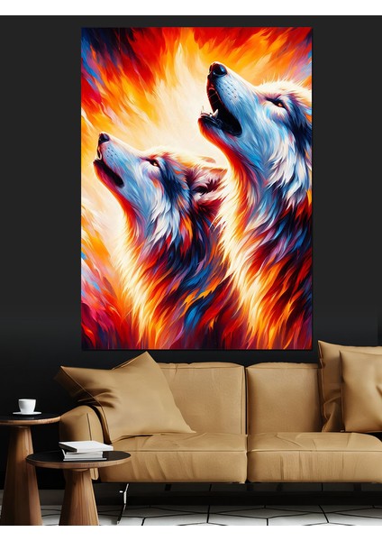 Birlikte Uluyan Kurtlar Dekoratif Kanvas - Mdf Ahşap Tablo fiyatları