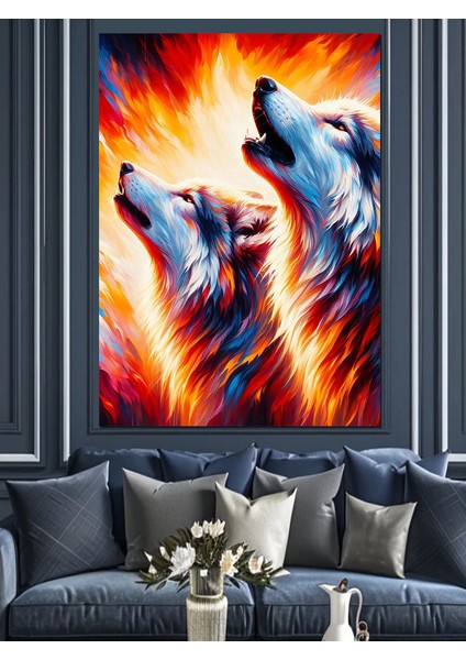 Birlikte Uluyan Kurtlar Dekoratif Kanvas - Mdf Ahşap Tablo modelleri