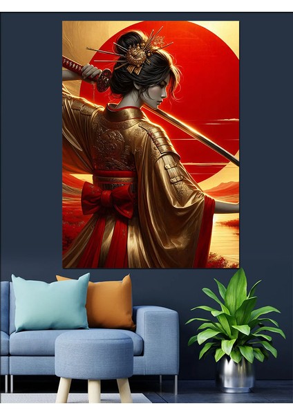 Samuray Kadın Dekoratif Kanvas - Mdf Ahşap Tablo