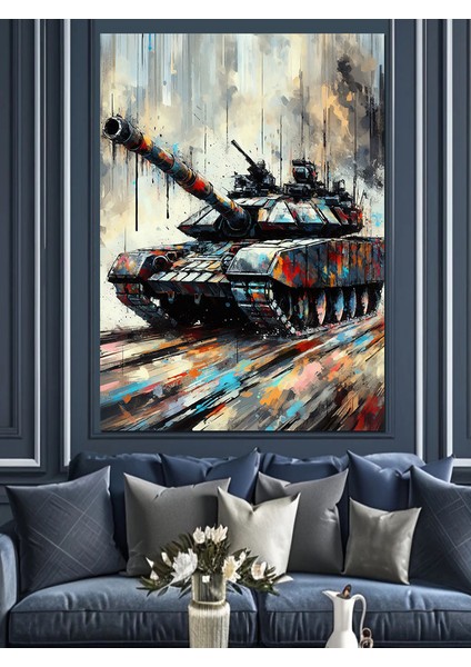 Savaş Tankı Dekoratif Kanvas - Mdf Ahşap Tablo