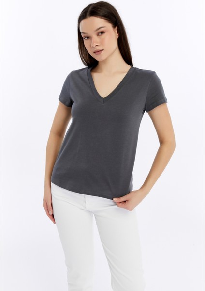 Kadın T-Shirt V Yaka Kısa Kollu fiyatları