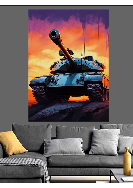 Tank ve Alevler Dekoratif Kanvas - Mdf Ahşap Tablo modelleri