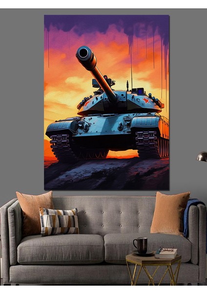 Tank ve Alevler Dekoratif Kanvas - Mdf Ahşap Tablo fırsatları
