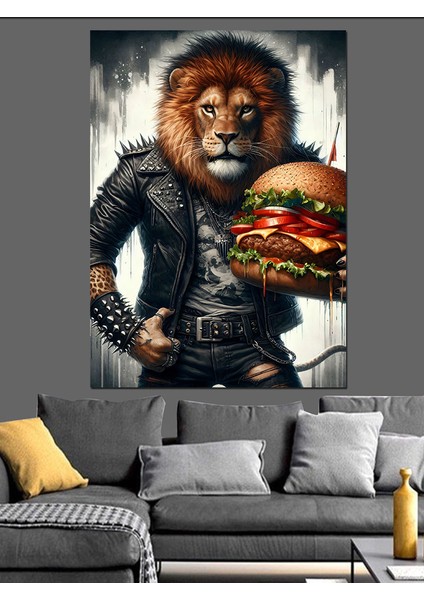 Burgerli Aslan Dekoratif Kanvas - Mdf Ahşap Tablo fiyatları