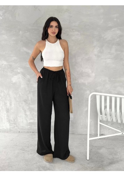 Ayrobin Oversize Kadın Pantalon - Siyah