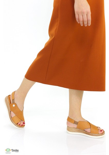 Kadın Deri Düz Taban Bağcıksız Ortopedik Günlük Sandalet M26YS2395