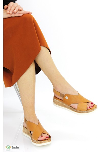 Kadın Deri Düz Taban Bağcıksız Ortopedik Günlük Sandalet M26YS2395 fırsatları