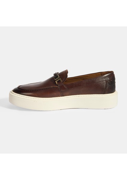 Erkek Taba Toka Aksesuarlı Deri Loafer