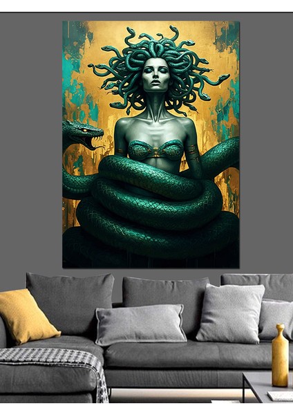 Taşlaşmış Medusa Dekoratif Kanvas - Mdf Ahşap Tablo