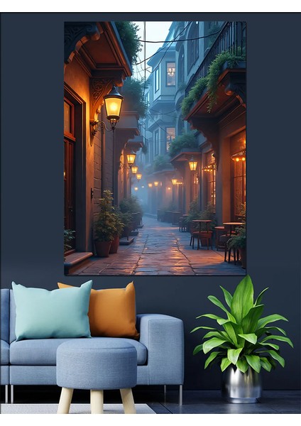 Sisli Sokakta Huzur Dekoratif Kanvas - Mdf Ahşap Tablo