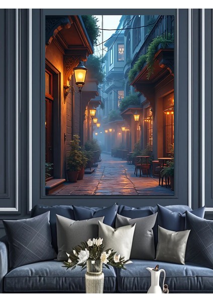 Sisli Sokakta Huzur Dekoratif Kanvas - Mdf Ahşap Tablo modelleri