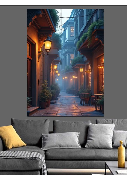 Sisli Sokakta Huzur Dekoratif Kanvas - Mdf Ahşap Tablo fırsatları