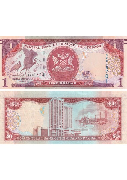 Trinidad ve Tobago, 1 Dolar (2006) P#46 Çil Eski Yabancı Kağıt Para