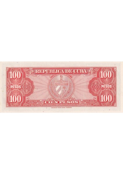 Küba, 100 Peso (1959) P#93A Çil Eski Yabancı Kağıt Para modelleri