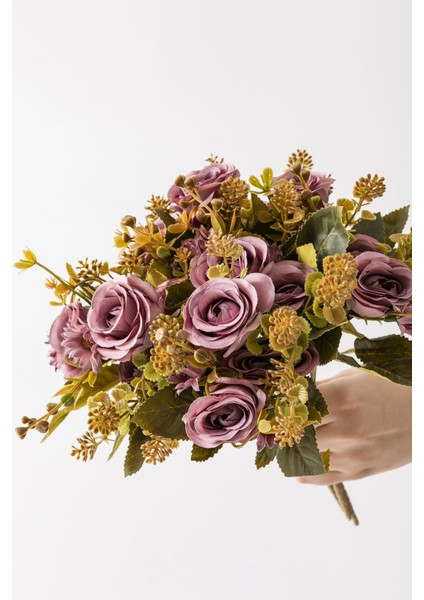Yapay Gül Demeti 30 cm 6 Dal Mor