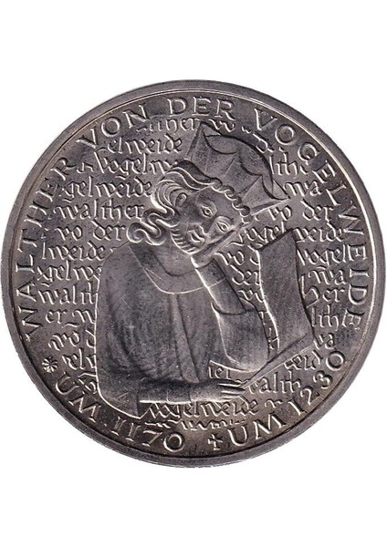Batı Almanya, 5 Mark 1980 (Walther Von Der Vogelweide) Hatıra Çil Eski Yabancı Madeni Para fiyatları