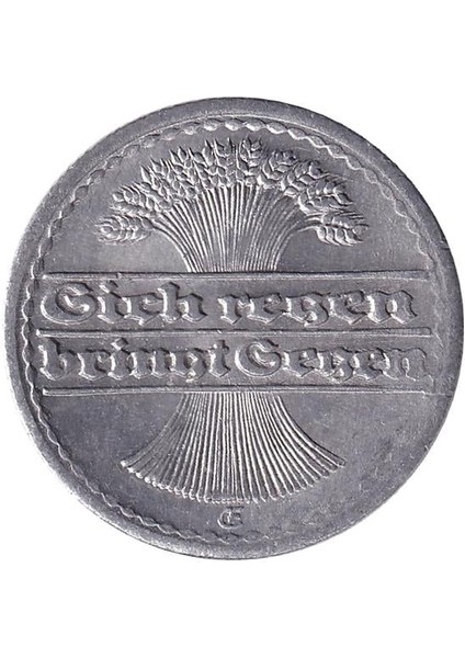 Almanya, Weimar Cumhuriyeti, 50 Pfennig 1920-22 Çil Eski Yabancı Madeni Para
