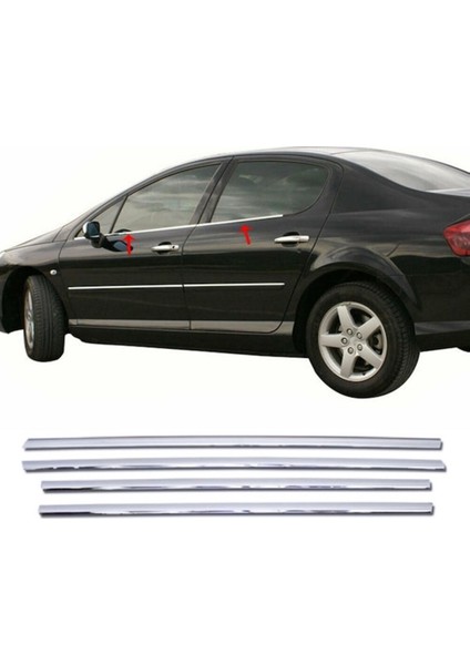 Peugeot 407 Krom Cam Çıtası 2004 Ve Üzeri 4 Prç P.çelik