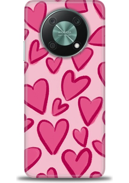 Huawei Nova Y90 Kılıf Hd Baskılı - Pembe Kalp