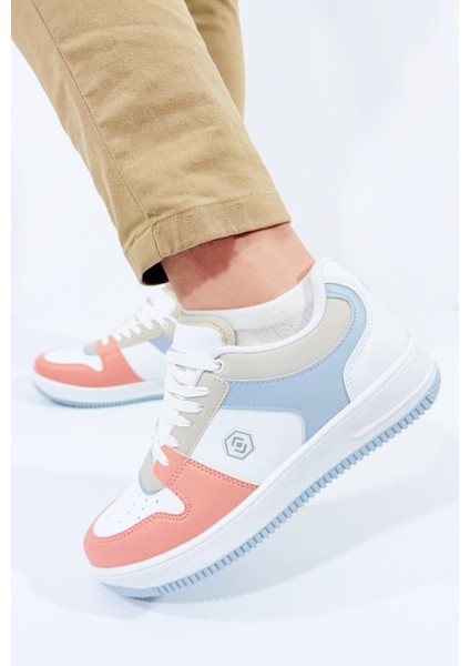 LMB2100 Bağcıklı Sneaker Genç Çocuk Spor Ayakkabı Bebe Mavi Pudra Pembe