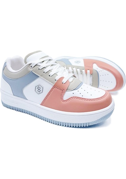 LMB2100 Bağcıklı Sneaker Genç Çocuk Spor Ayakkabı Bebe Mavi Pudra Pembe