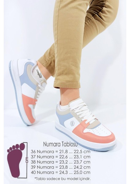 LMB2100 Bağcıklı Sneaker Genç Çocuk Spor Ayakkabı Bebe Mavi Pudra Pembe