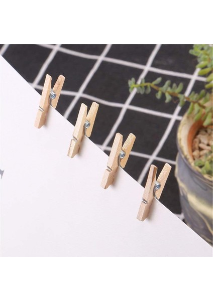 25'li Mini Mandal, Ahşap Mandal, Küçük Fotoğraf Duvar Mandalı, Hediye Süsü 30 x 10 mm