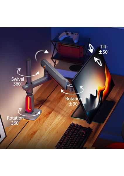 North Bayou NB L70 (2025 Yeni Model) Gaming RGB Monitör Standı (17-60 İnç)-(2-20 Kilo)