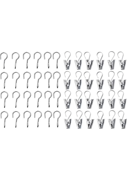 24 Adet Perde Kancası Seti Ikea 24'lü Set Perde Askısı Perde Klipsi Askı Metal Kanca