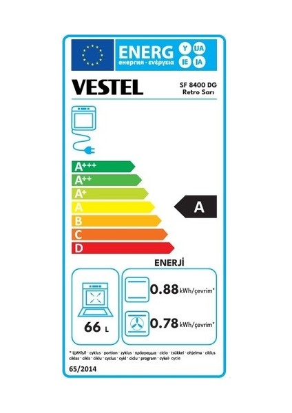 SF 8400 DG Retro Sarı 4 Gözü Gazlı A Enerji Sınıfı Solo Fırın fiyatları