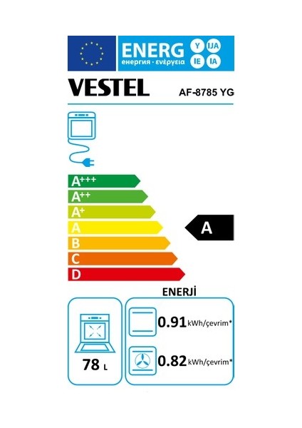 AF-8785 Yg 78 Lt A Enerji Sınıfı Ankastre Fırın indirimleri