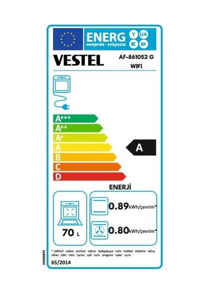 AF-861052 G Wıfı 69 Lt A Enerji Sınıfı Ankastre Fırın