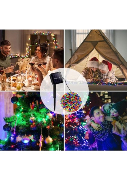 100 LED 11M Solar LED Rgb Işık Güneş Enerjili Bahçe Teras Balkon Ağaç Lambası Aydınlatma