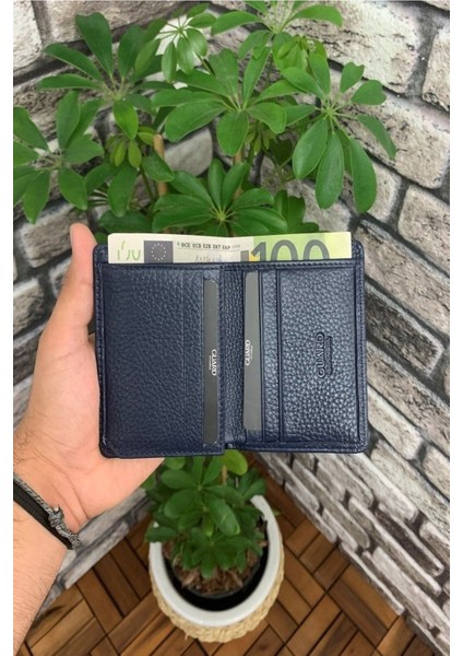 Deri Ekstra Ince Lacivert Erkek Cüzdanı (T254)