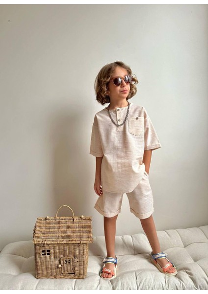 Yigit Butik Poplin Kumaş Erkek Çocuk Şortlu Takım fırsatları