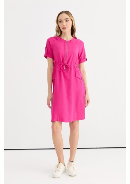 Beli Büzgülü Önü Fermuarlı Kapak Cep Elbise modelleri