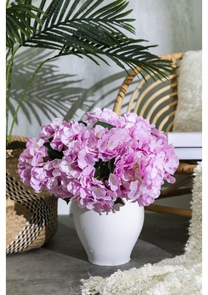 Yapay Ortanca Çiçeği Pembe 45 cm 7 Dal
