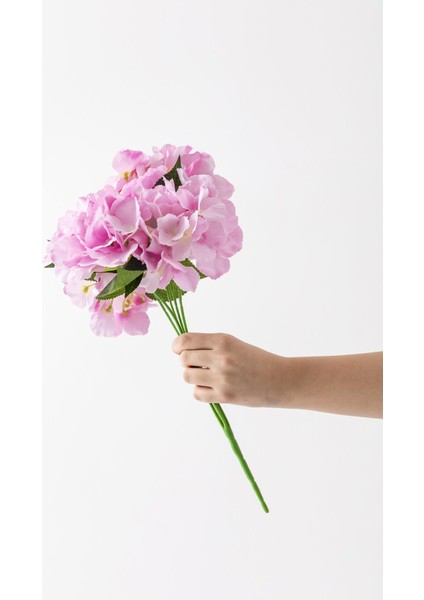 Yapay Ortanca Çiçeği Pembe 45 cm 7 Dal