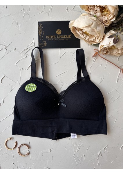 Celine C Cup Bambu Hisli Ultra Rahat Polamid Kumaştan Dokulu Dantel Detaylı Balensiz Desteksiz Sütyen