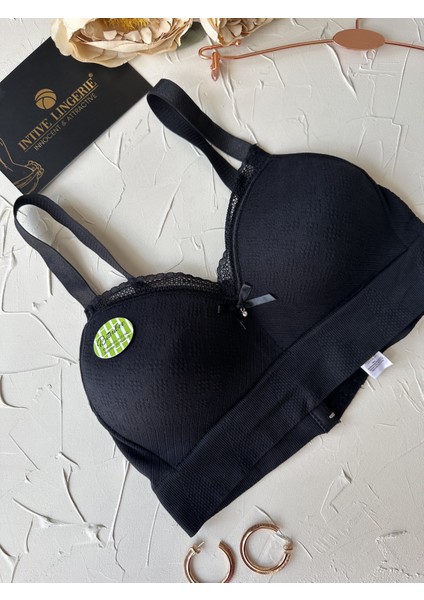 Celine C Cup Bambu Hisli Ultra Rahat Polamid Kumaştan Dokulu Dantel Detaylı Balensiz Desteksiz Sütyen modelleri