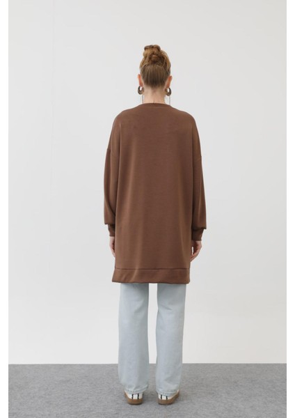 10614 Kadın Önü Nakış ve Taş Detaylı Modal Tunik fiyatları