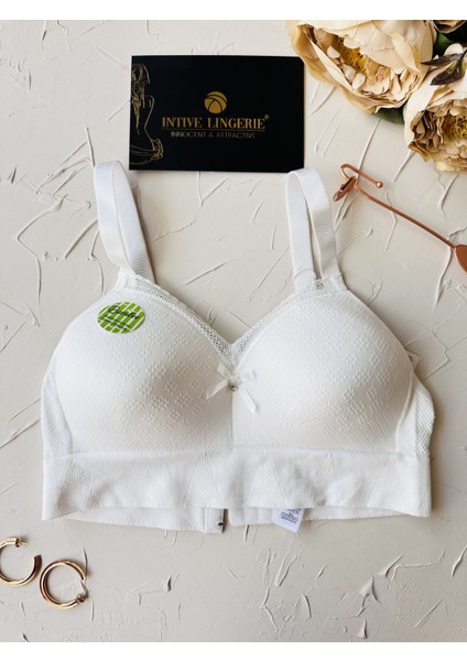 Celine C Cup Bambu Hisli Ultra Rahat Polamid Kumaştan Dokulu Dantel Detaylı Balensiz Desteksiz Sütyen