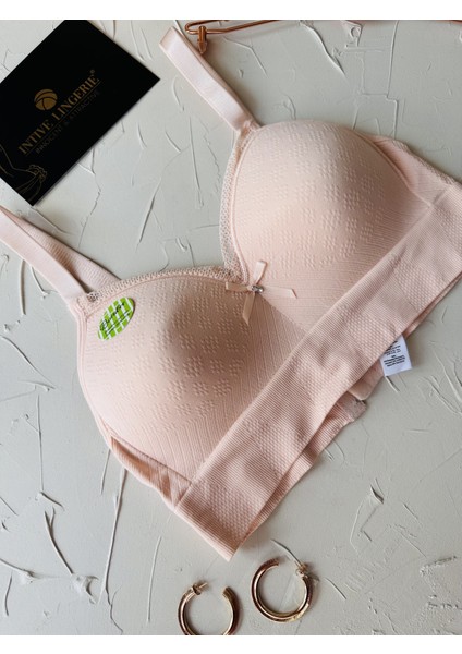 Celine C Cup Bambu Hisli Ultra Rahat Polamid Kumaştan Dokulu Dantel Detaylı Balensiz Desteksiz Sütyen modelleri